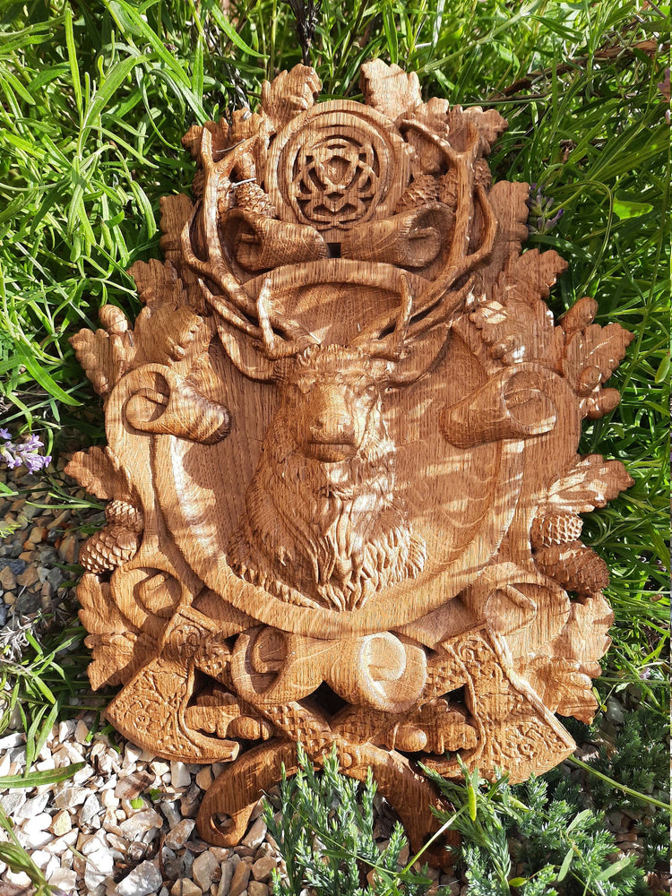 Deer Head Wooden Carved Plaque 217