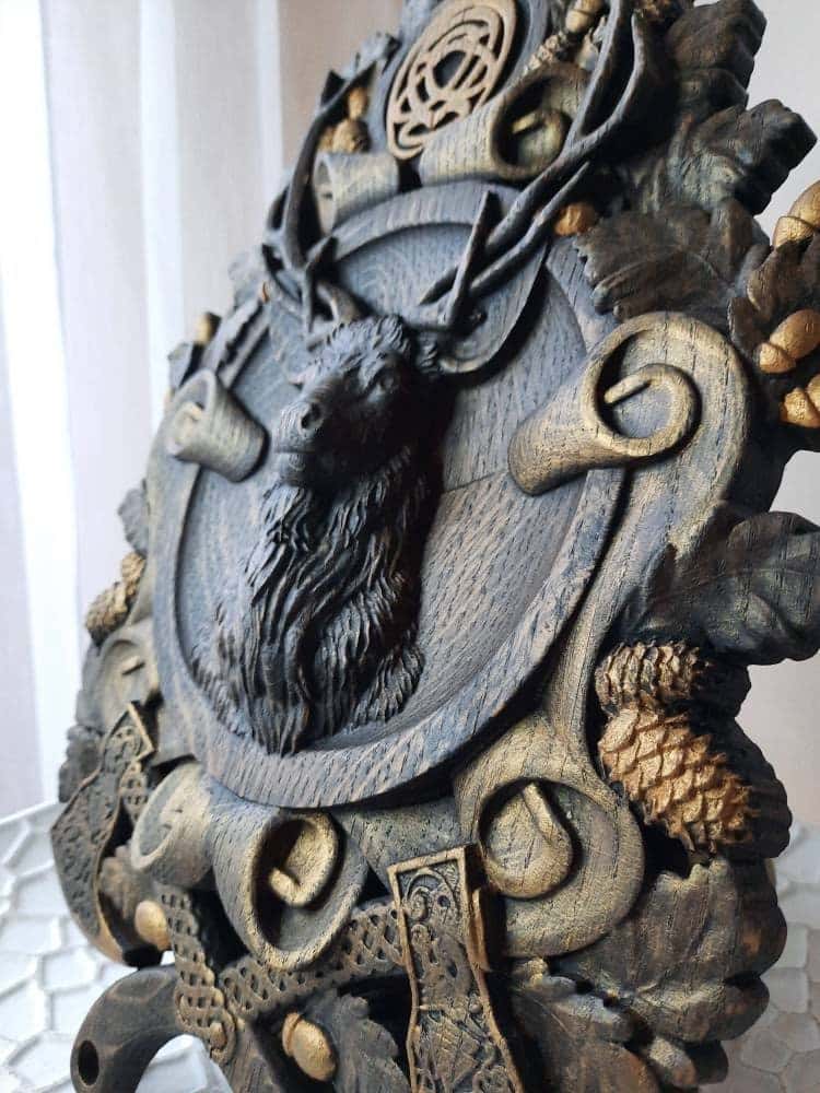 Deer Head Wooden Carved Plaque 217