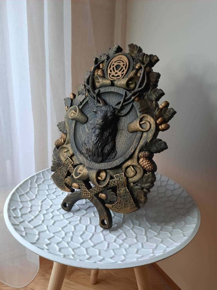 Deer Head Wooden Carved Plaque 217