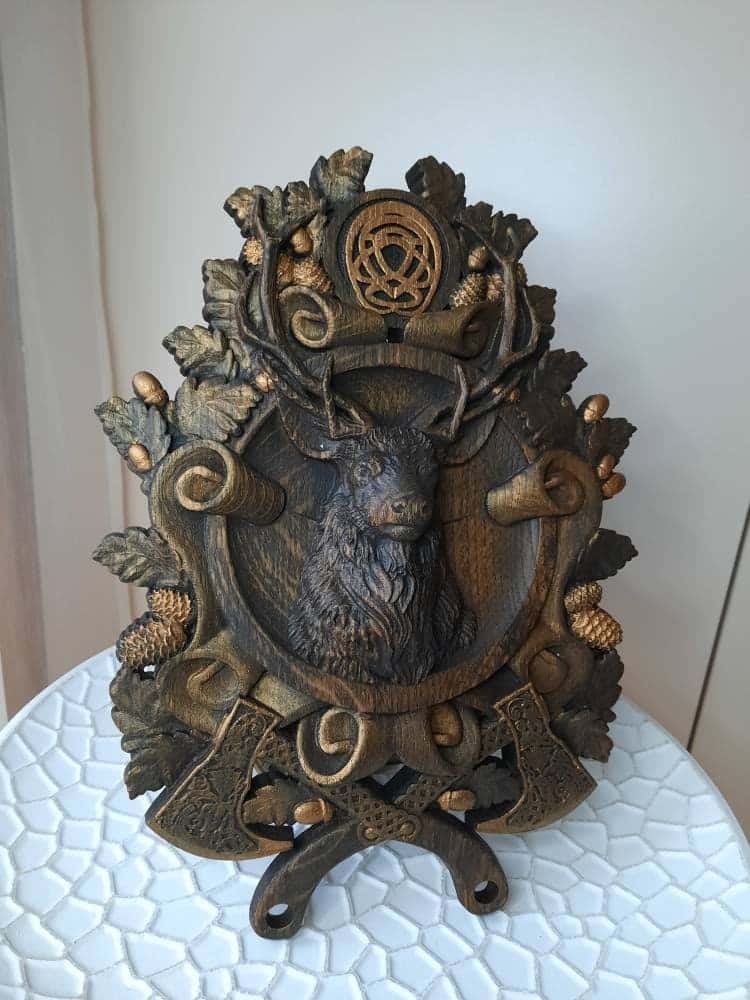 Deer Head Wooden Carved Plaque 217