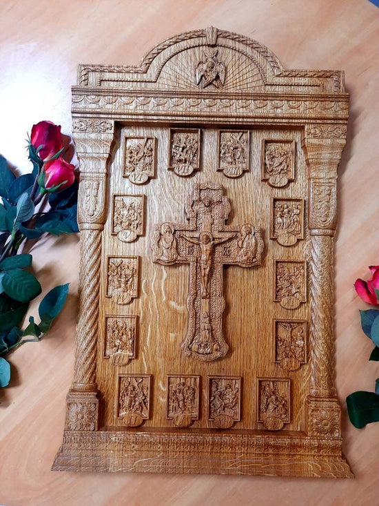 The Crucifix with 14 Stations of the Cross Religious bas relief 324