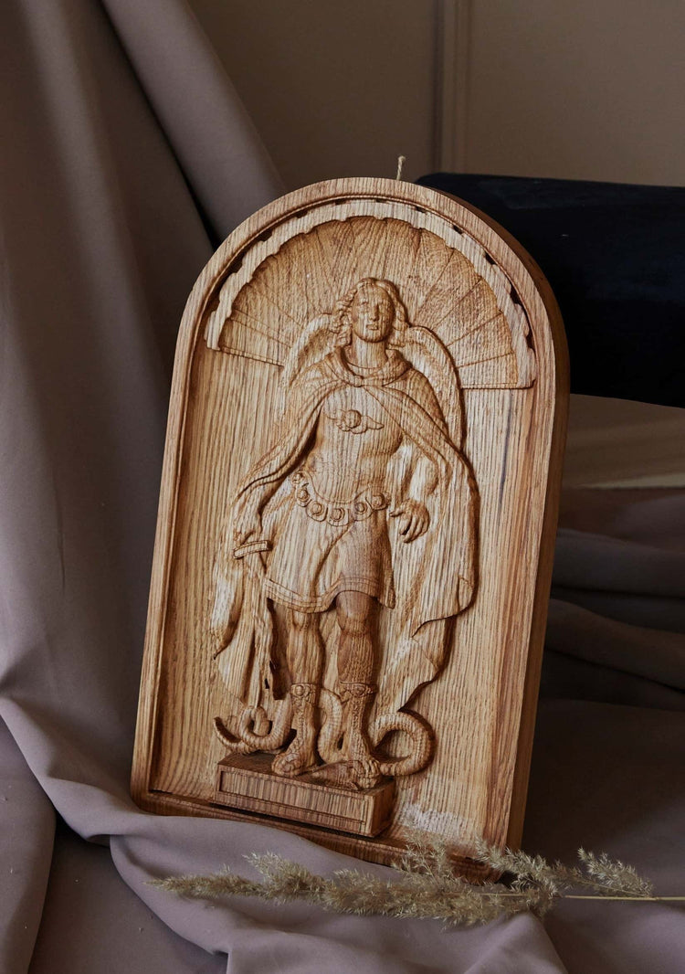 Saint Michael Wooden Statue - Kozak Work Shop