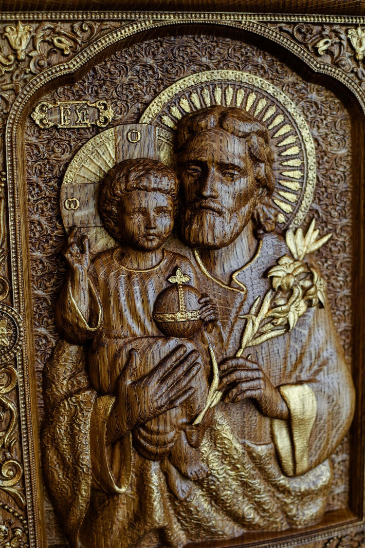 Saint Joseph Wood Carved Religious Personalised icon Wall Hanging Art Work A Christmas gift idea