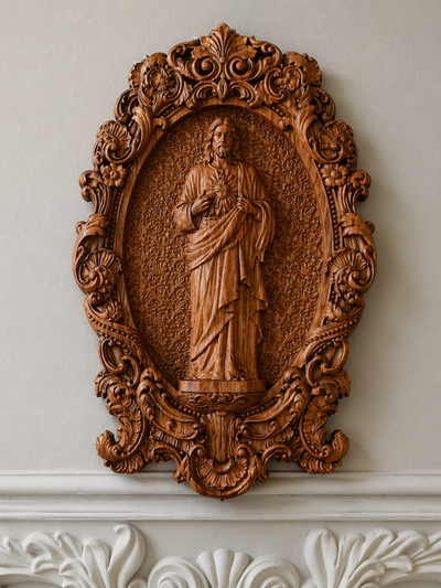Sacred Heart of Jesus Statuary Wooden Sculpture