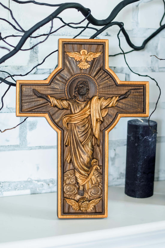 Wall Wooden Carved Jesus Crucifix - Kozak Work Shop