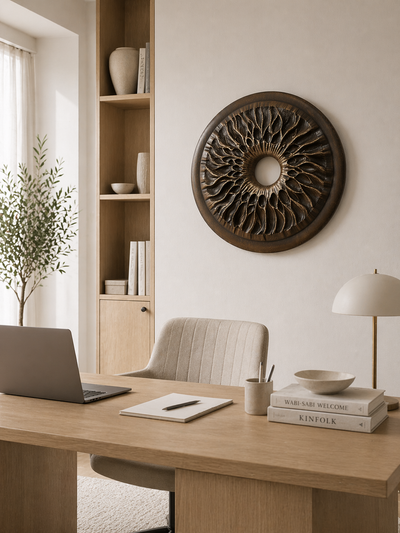 Handcarved Wooden Iris Wall Art – Organic Eye-Inspired Decor for Modern Interiors
