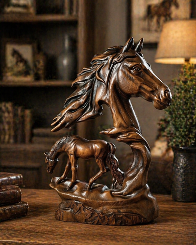 Horse Wooden Carved Plaque