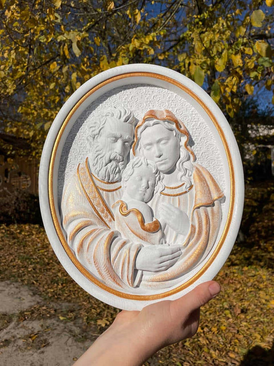 Holy Familly Wooden Carved Icon - Kozak Work Shop