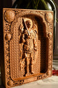 Archangel Michael with a Manuscript wooden 3D carved image - Kozak Work Shop