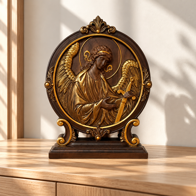 Archangel Michael on the Stand Wooden Wall Art