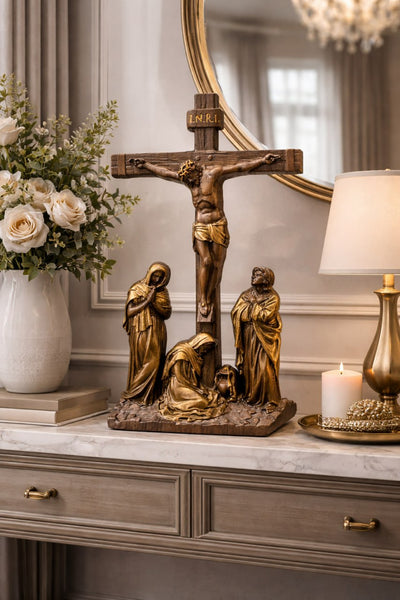 Wall Wooden Carved  Golgotha on the stand - Kozak Work Shop