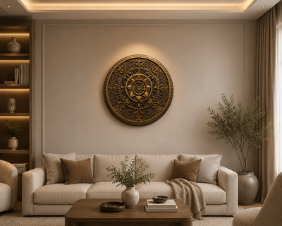 Mandala Circle Wooden Sculpture