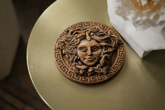 Wooden Plaque Sicilian Medusa Head