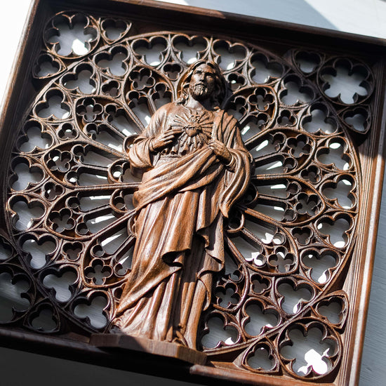 Sacred Heart of Jesus Wooden Statue - Kozak Work Shop