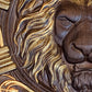 Lion Head Squared Wooden Carved Plaque