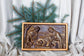 Holy Familly Wooden Carved Plaque with Plain Frame - Kozak Work Shop