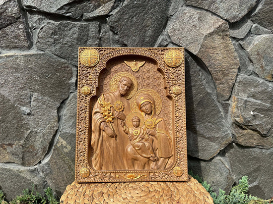 Holy Familly Wooden Carved Image - Kozak Work Shop