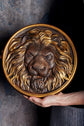 Lion Head Wooden Carved Plaque