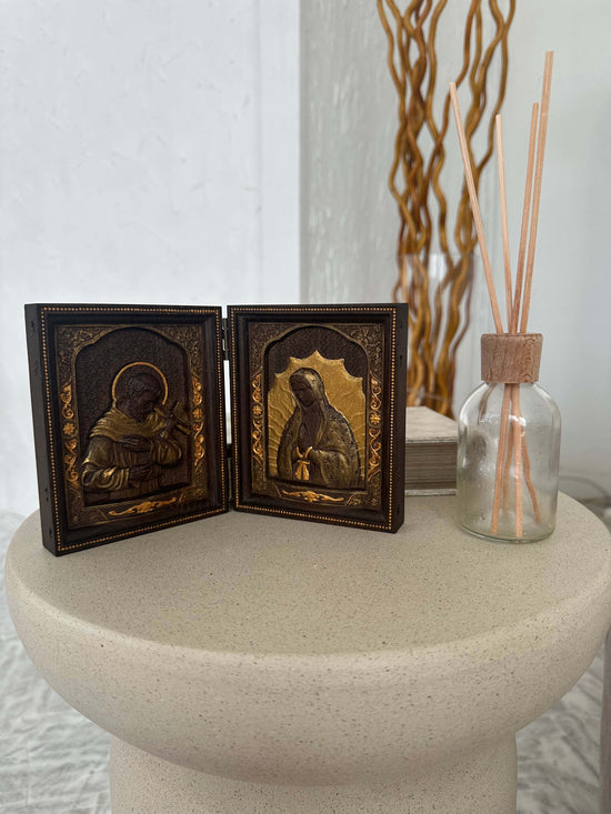 St. Francis of Assisi & Our Lady of Guadalupe wooden  folding panel - Kozak Work Shop