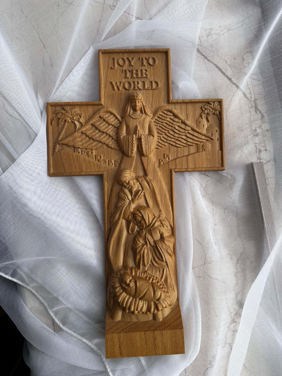 Christian Modern Handmade Art Holy Family Home Decor Joy To The World - Kozak Work Shop
