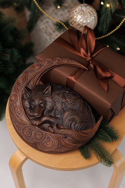 Wolf on Crescent Moon - Kozak Work Shop