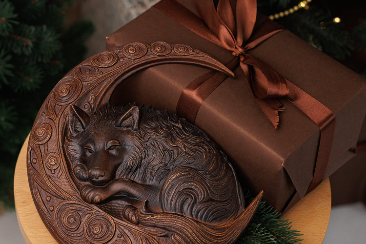 Wolf on Crescent Moon - Kozak Work Shop