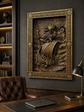 Njord Skandinavian God of Sea Wooden Carved Wall Picture