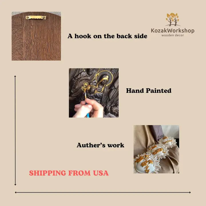 Freyja Wooden Carved Wall Picture 7x9&