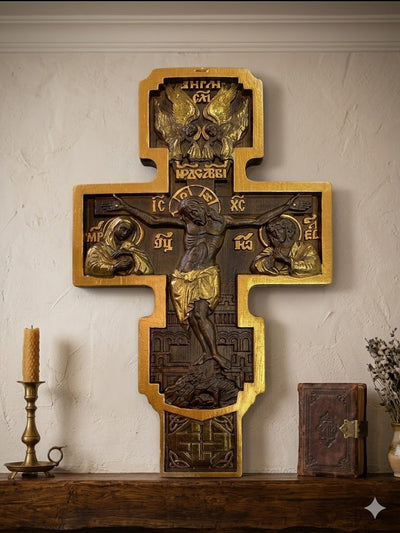 Wall Wooden Carved Catholic Crucifix