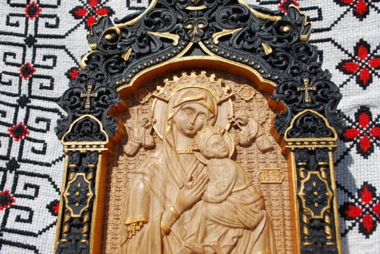 Our Lady of Perpetual Help Wooden Icon Baroque
