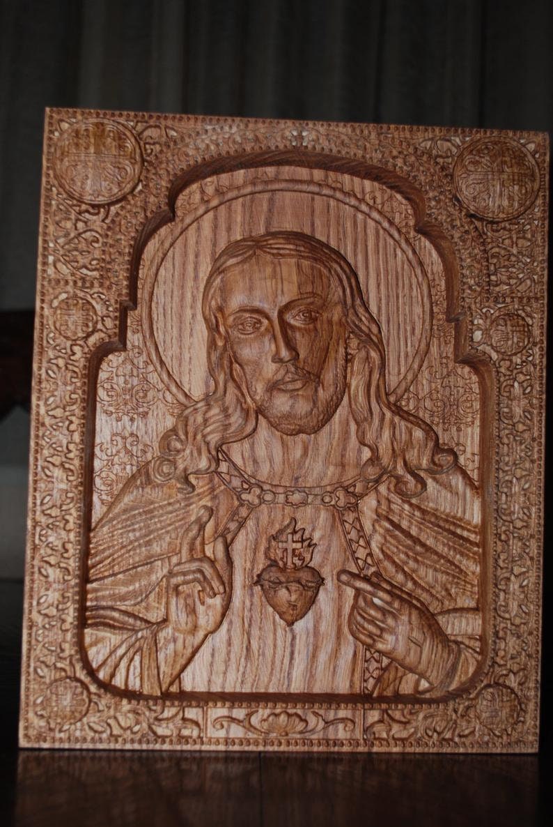 Sacred Heart of Jesus Wooden icon Classical