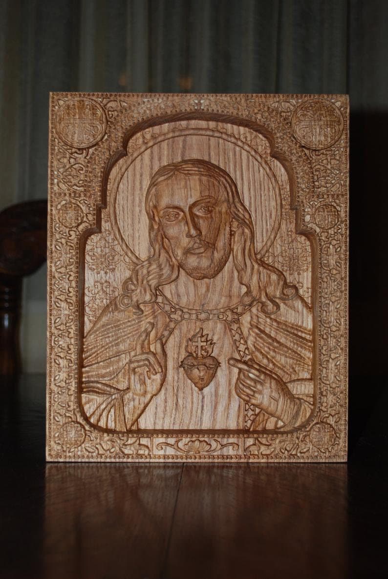 Sacred Heart of Jesus Wooden icon Classical