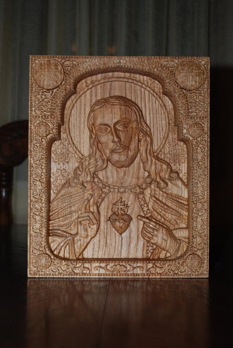 Sacred Heart of Jesus Wooden icon Classical