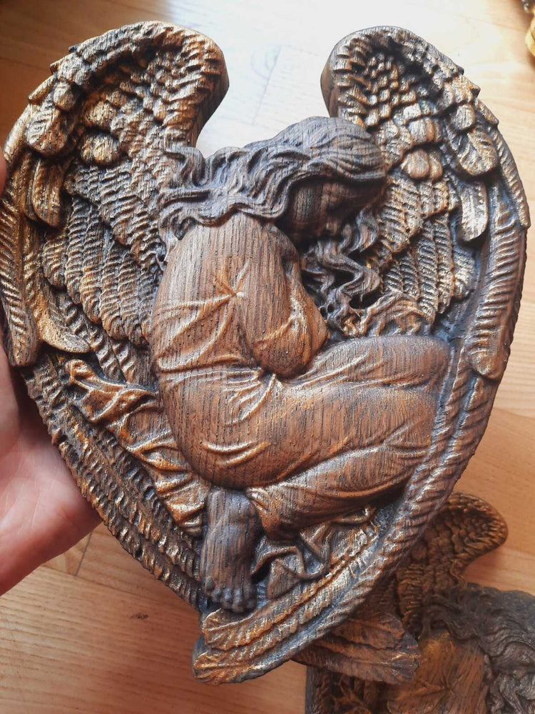 Sleeping Angel Wooden Carved 3D icon