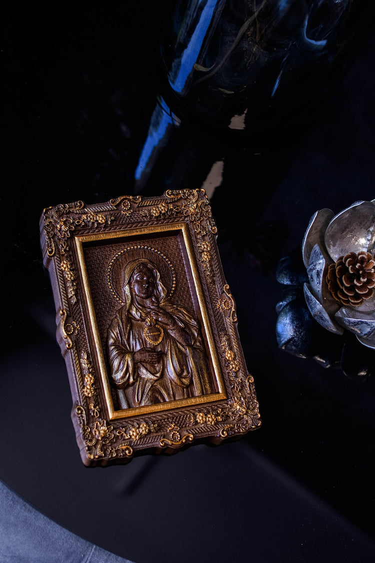 Immaculate Heart of Mary Wooden image Floral design