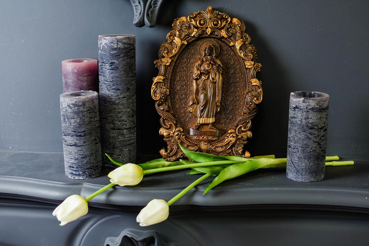 Immaculate Heart of Mary Wooden Icon High