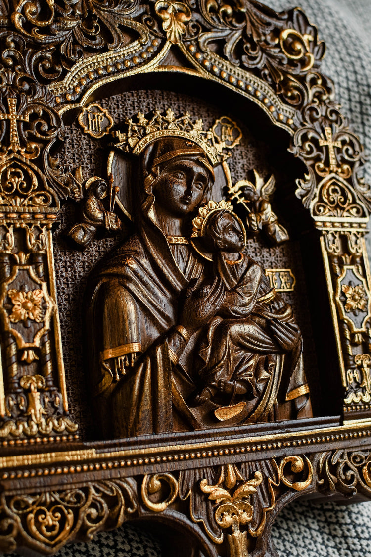 Our Lady of Perpetual Help Wooden Icon Baroque
