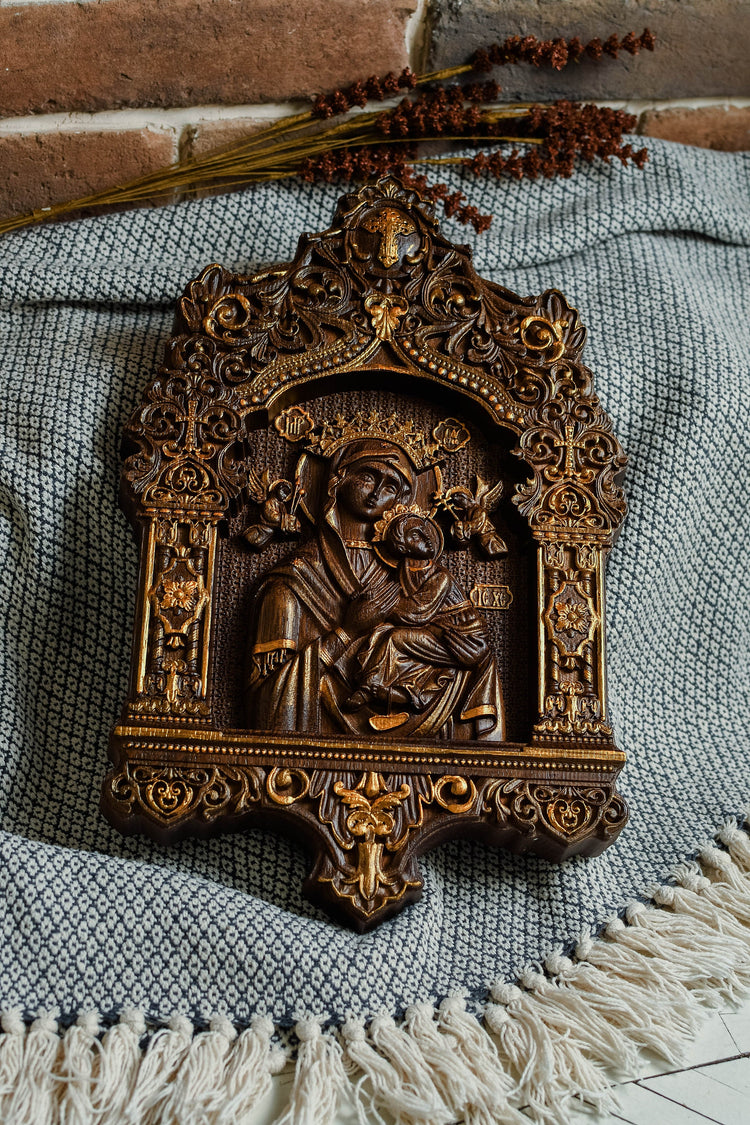 Our Lady of Perpetual Help Wooden Icon Baroque