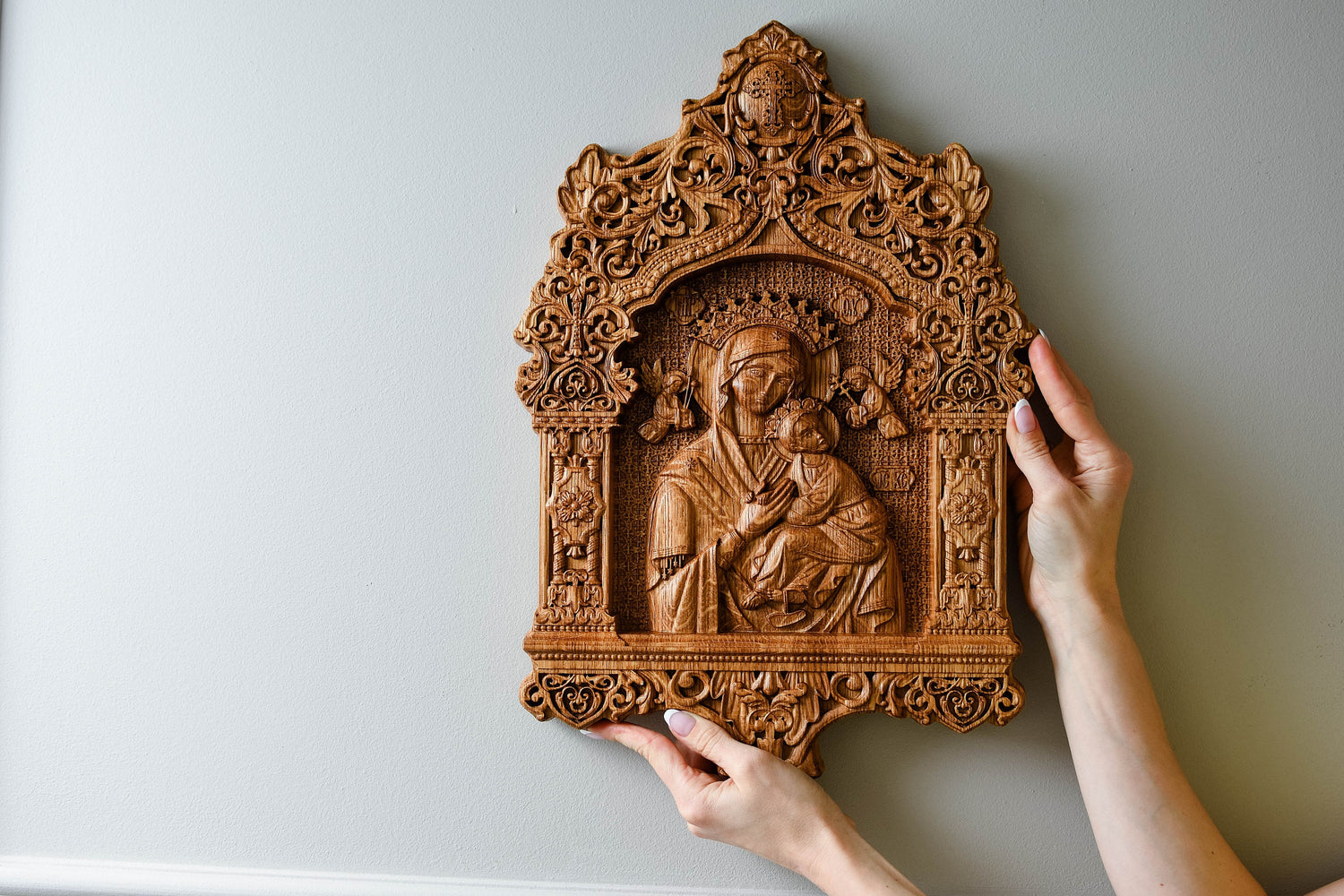 Our Lady of Perpetual Help Wooden Icon Baroque