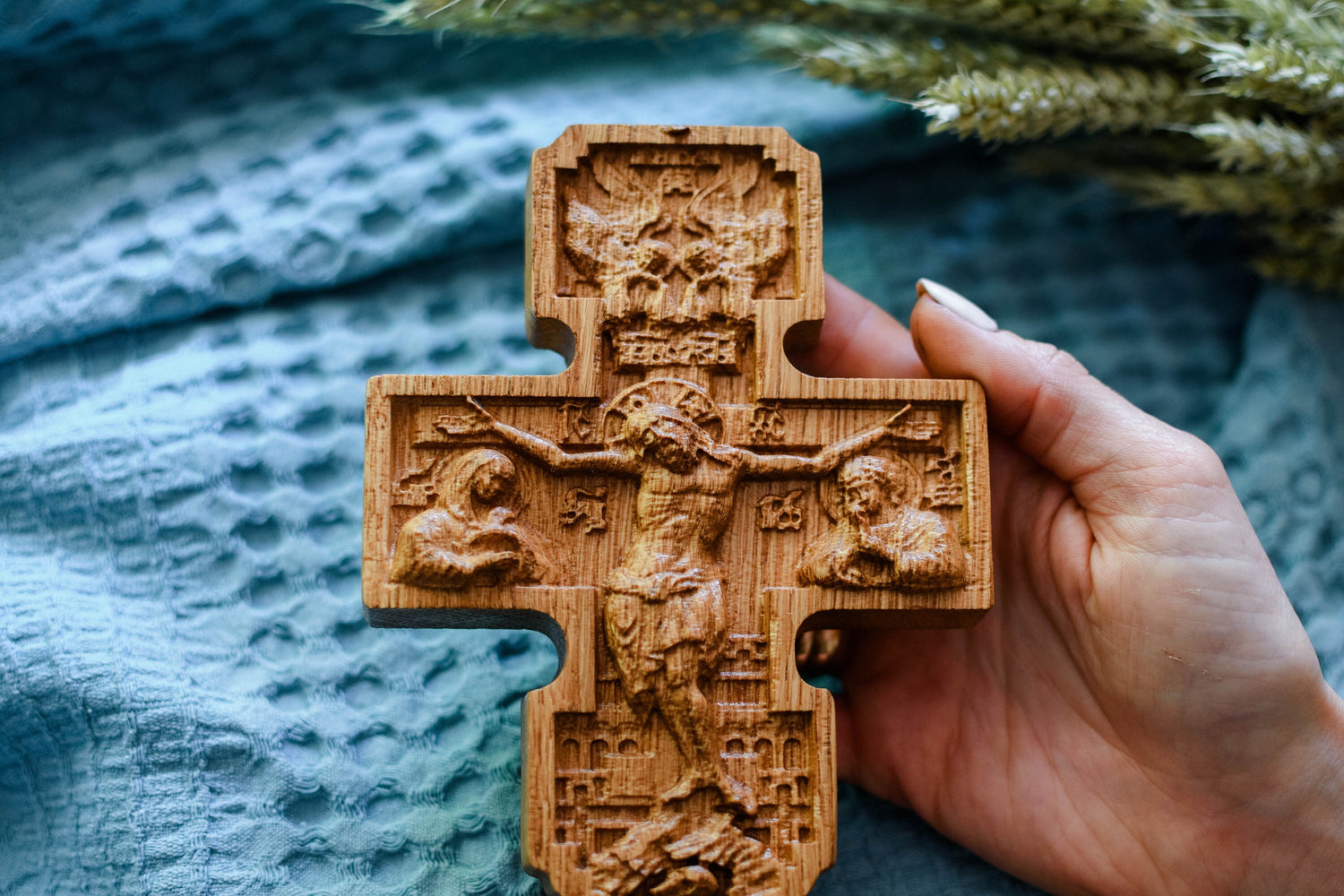 Wall Wooden Carved Catholic Crucifix