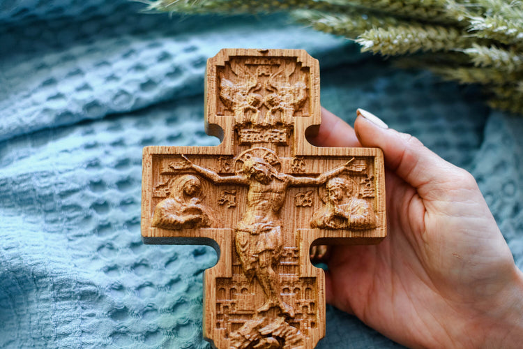Wall Wooden Carved Catholic Crucifix