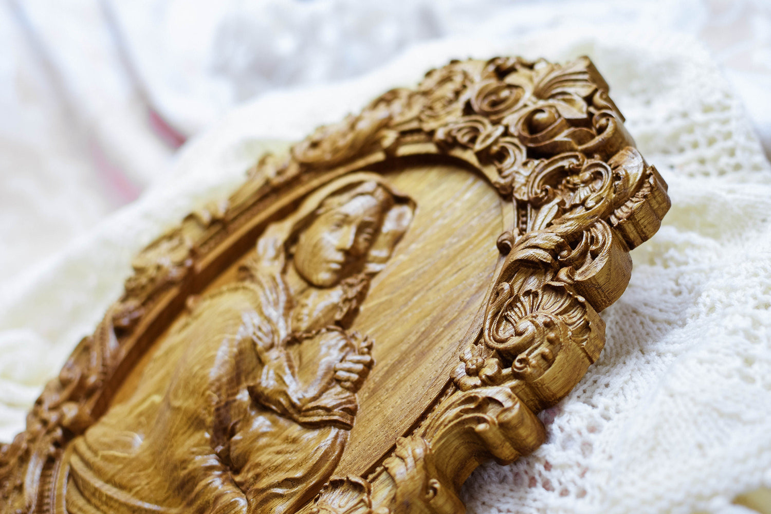 Virgin Mary Wooden Plaque