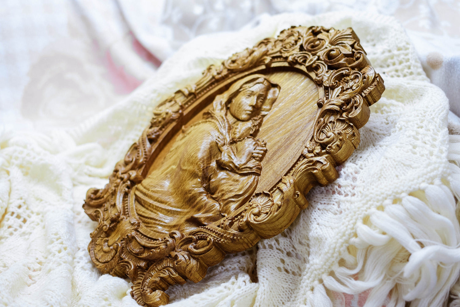 Virgin Mary Wooden Plaque