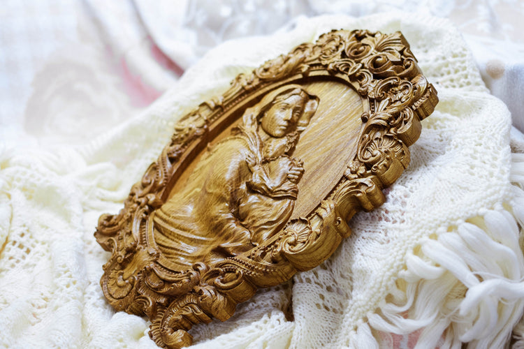 Virgin Mary Wooden Plaque
