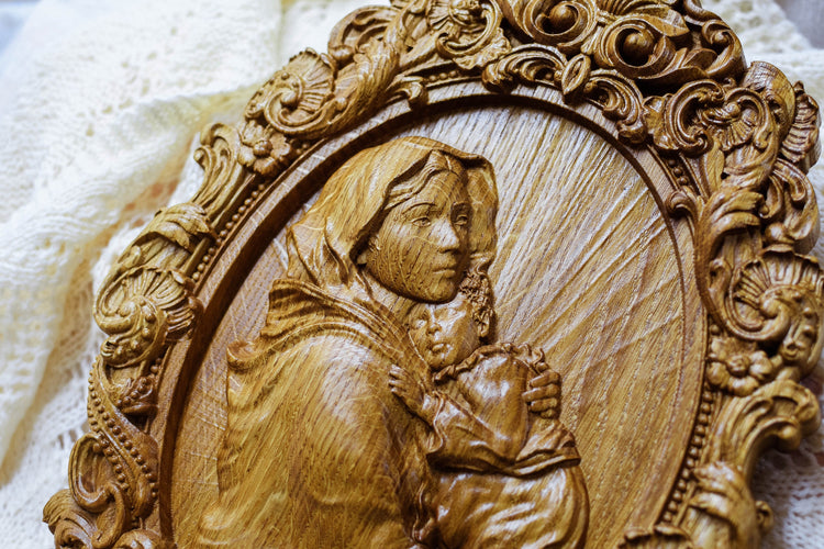 Virgin Mary Wooden Plaque