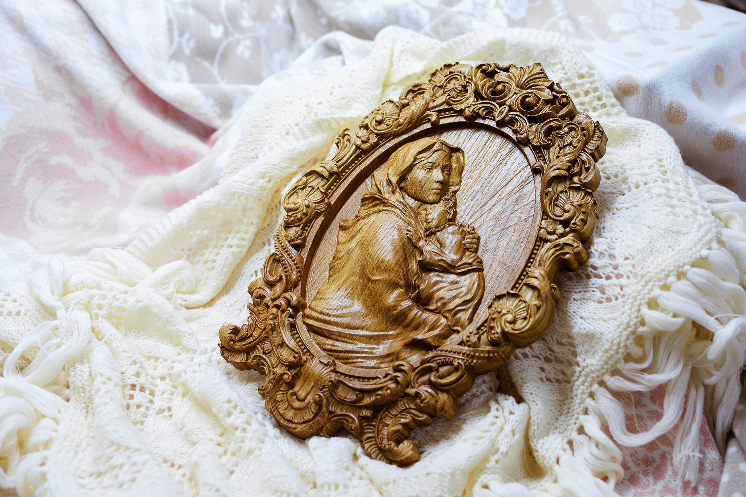 Virgin Mary Wooden Plaque