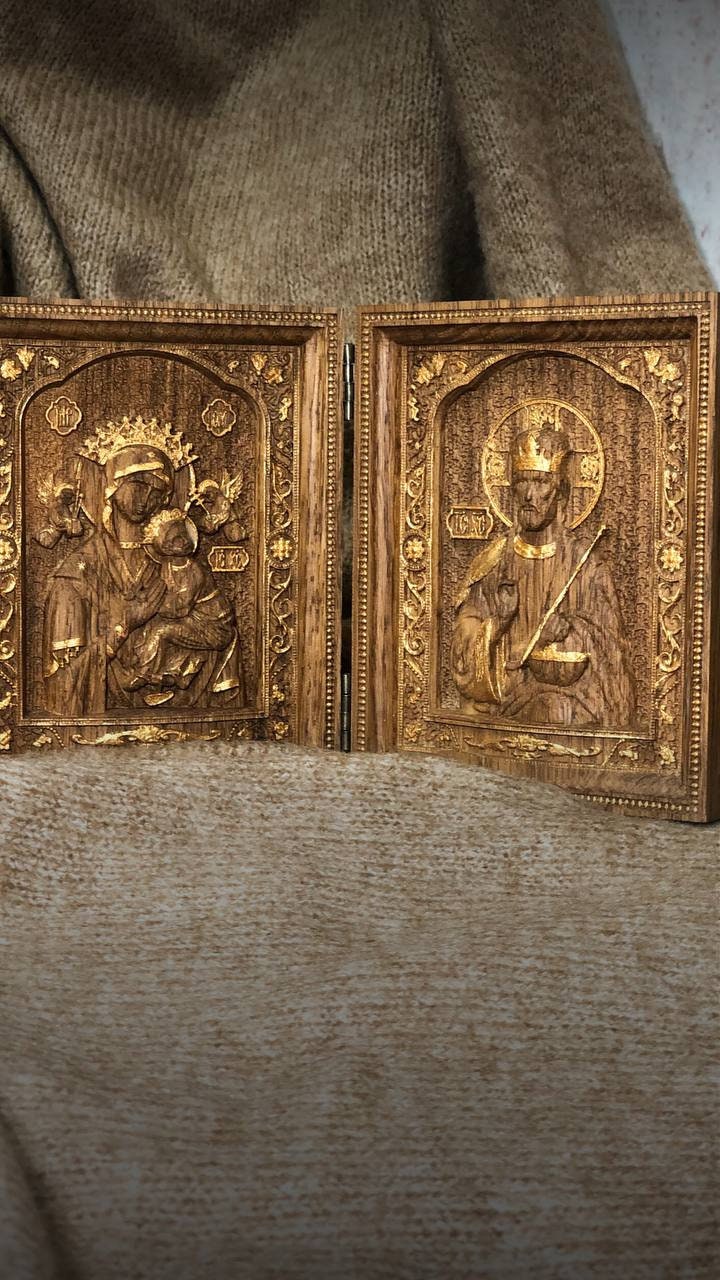Virgin Mary and Our Lord Small Wooden folding panel