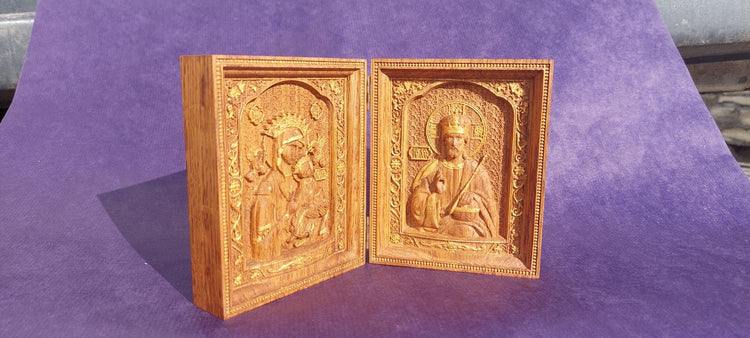 Virgin Mary and Our Lord Small Wooden folding panel