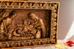 Holy Familly Wooden Carved Plaque Long