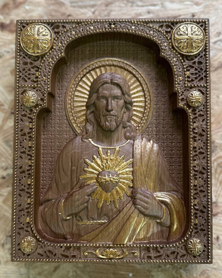 Sacred Heart of Jesus Wooden icon